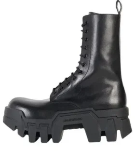 Bota con cordones Bulldozer «Piel de becerro vegetal negra» 671554WBCQ01000