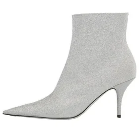 Botas con tacón de cuchillo de 85 mm y purpurina «Silver» 579280WA7018163