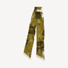 Bufanda Twilly para mujer con estampado de pinceles en color caqui oscuro