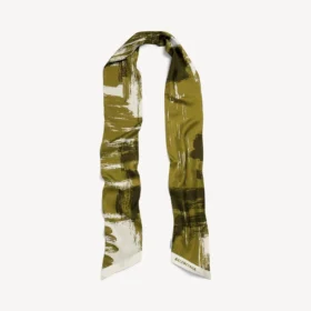 Bufanda Twilly para mujer con estampado de pinceles en color caqui oscuro