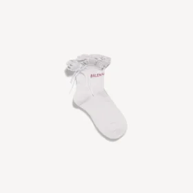 Calcetines con moño para mujer en blanco/rosa