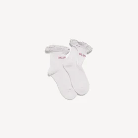 Calcetines con moño para mujer en blanco/rosa