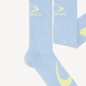 Calcetines deportivos con icono en bucle para hombre en azul/amarillo