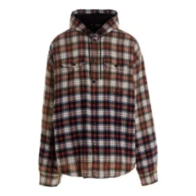 Camisa con capucha de manga larga a cuadros decolorada «Rojo Blanco Negro» 699223TMM059783