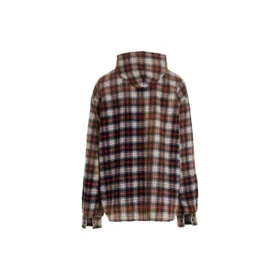 Camisa con capucha de manga larga a cuadros decolorada «Rojo Blanco Negro» 699223TMM059783
