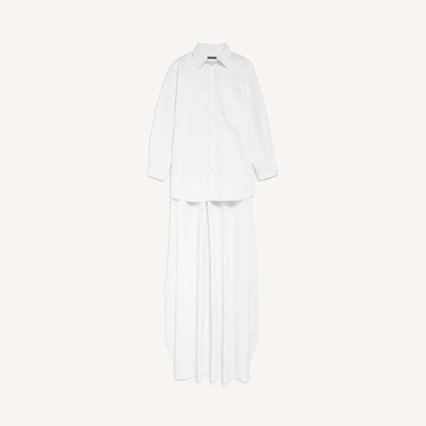 Camisa con cola para mujer en blanco Camisa con cola para mujer en blanco