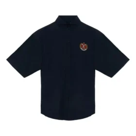 Camisa con estampado del logotipo universitario «Est. 1917» en azul oscuro 675643TYB184100