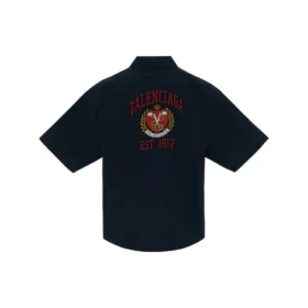 Camisa con estampado del logotipo universitario «Est. 1917» en azul oscuro 675643TYB184100