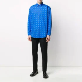Camisa con logotipos por toda la prenda «Azul y blanco» 534333TBL967560
