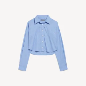Camisa corta a rayas para mujer en azul/azul marino