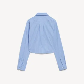 Camisa corta a rayas para mujer en azul/azul marino