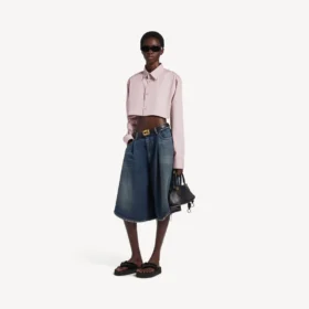 Camisa corta para mujer en rosa empolvado