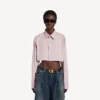 Camisa corta para mujer en rosa empolvado Camisa corta para mujer en rosa empolvado