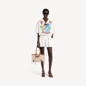 Camisa de boliche para mujer con estampado tie-dye extremo en blanco/amarillo