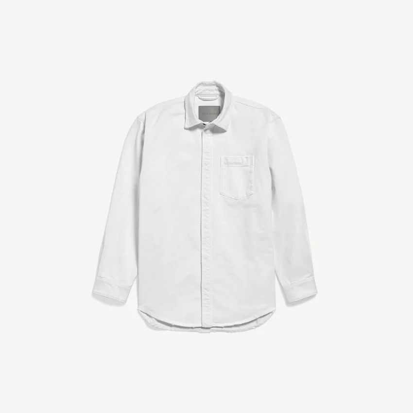 Camisa de Denim de manga larga para hombre en blanco Camisa de Denim de manga larga para hombre en blanco