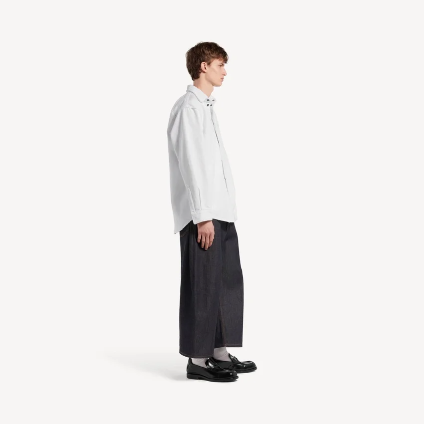 Camisa de Denim de manga larga para hombre en blanco Camisa de Denim de manga larga para hombre en blanco