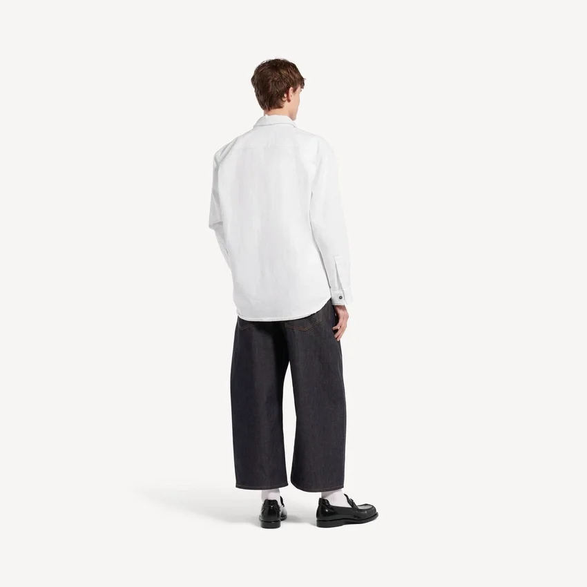 Camisa de Denim de manga larga para hombre en blanco Camisa de Denim de manga larga para hombre en blanco