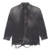 Camisa de Denim rasgada para hombre, temporada primavera-verano 2021, color negro 657610TBP191090