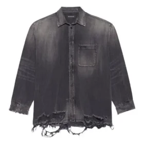 Camisa de Denim rasgada para hombre, temporada primavera-verano 2021, color negro 657610TBP191090