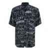 Camisa de manga corta con estampado tipográfico mixto del logotipo «Negro Gris» 556854TELF21269