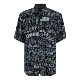 Camisa de manga corta con estampado tipográfico mixto del logotipo «Negro Gris» 556854TELF21269