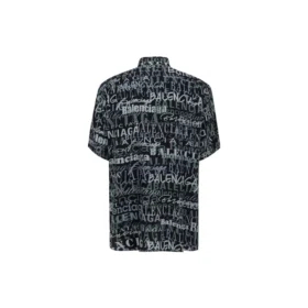 Camisa de manga corta con estampado tipográfico mixto del logotipo «Negro Gris» 556854TELF21269