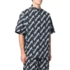 Camisa de manga corta con garabatos por toda la prenda «Azul oscuro Blanco» 681702TLLJ48502