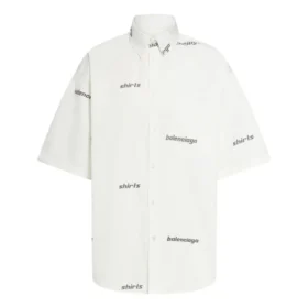 Camisa de manga corta con logo por toda la prenda «Blanco Negro» 681702TOL659040