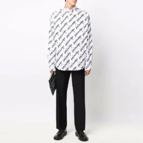 Camisa de manga corta con logotipo garabateado, corte amplio «Blanco» 662983TLLJ49040
