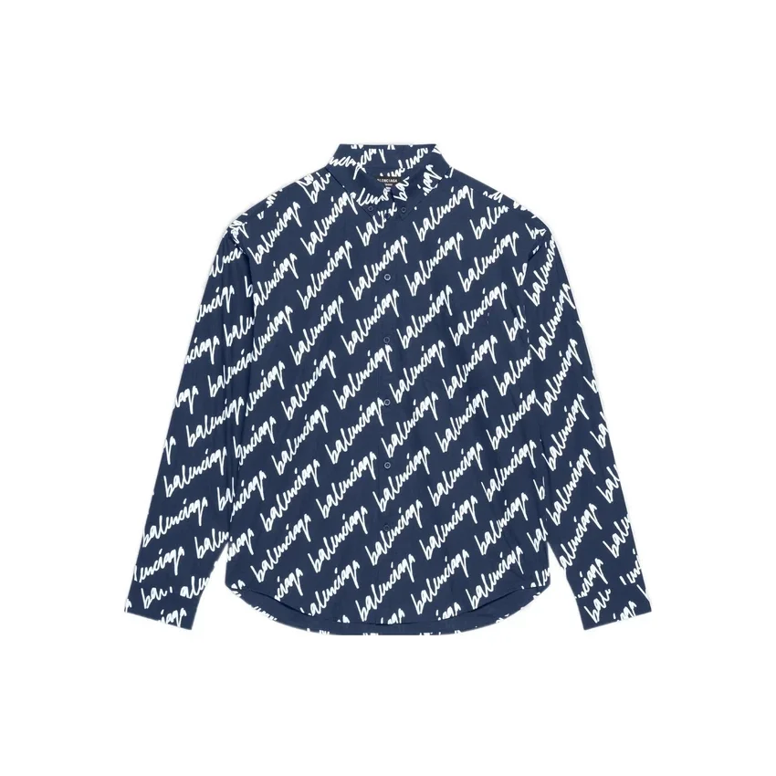 Camisa de manga corta con logotipo garabateado, corte amplio «Midnight Blue» 662983TLLJ48502