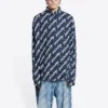 Camisa de manga corta con logotipo garabateado, corte amplio «Midnight Blue» 662983TLLJ48502