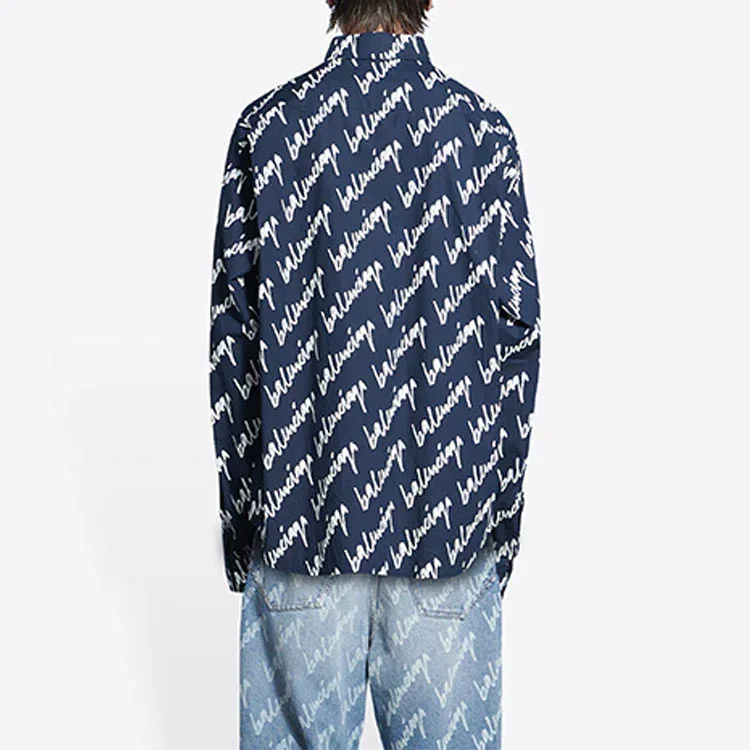 Camisa de manga corta con logotipo garabateado, corte amplio «Midnight Blue» 662983TLLJ48502