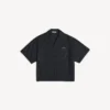 Camisa de manga corta de boliche para hombre en negro Camisa de manga corta de boliche para hombre en negro