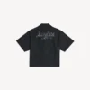 Camisa de manga corta de boliche para hombre en negro Camisa de manga corta de boliche para hombre en negro