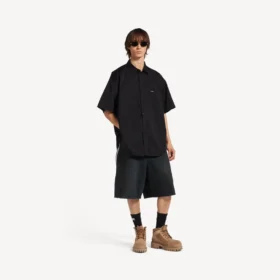 Camisa de manga corta de trabajo para hombre en negro