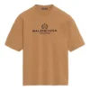 Camisa de manga corta para hombre Balenciaga con estampado de letras, color amarillo crema, 594579TGV609605
