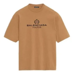 Camisa de manga corta para hombre Balenciaga con estampado de letras, color amarillo crema, 594579TGV609605 Camisa de manga corta para hombre Balenciaga con estampado de letras, color amarillo crema, 594579TGV609605