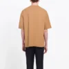 Camisa de manga corta para hombre Balenciaga con estampado de letras, color amarillo crema, 594579TGV609605