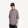 Camisa de manga cruzada para hombre en rojo/azul marino