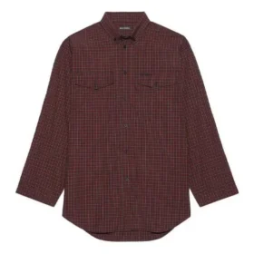 Camisa de manga larga a cuadros oversize de la temporada de primavera-verano 2021, color marrón, 658806TKM366100