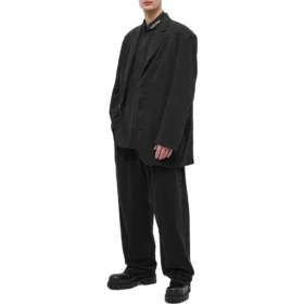 Camisa de manga larga con botones y logotipo en el cuello «Negro» 671586TYB181000