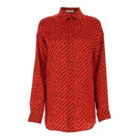 Camisa de manga larga con estampado de logotipo, color rojo, 623037TJLI16167