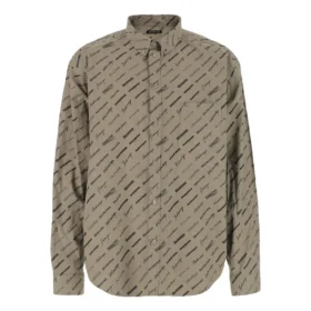 Camisa de manga larga con estampado de logotipos por toda la prenda «Beige» 662983TNLL19763