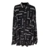 Camisa de manga larga de viscosa con estampado integral, corte amplio «Negro» 658956TPLB41070