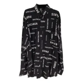 Camisa de manga larga de viscosa con estampado integral, corte amplio «Negro» 658956TPLB41070