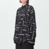 Camisa de manga larga de viscosa con estampado integral, corte amplio «Negro» 658956TPLB41070