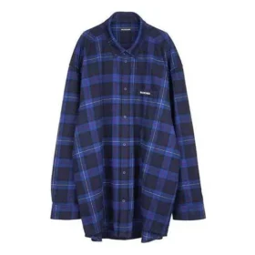 Camisa de sarga de algodón a cuadros «Azul» 625548T1M194450