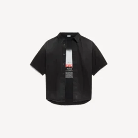 Camisa híbrida de Denim de manga corta para hombre «The Door» en negro