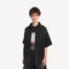 Camisa híbrida de Denim de manga corta para hombre «The Door» en negro Camisa híbrida de Denim de manga corta para hombre «The Door» en negro