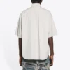 Camisa holgada de algodón de manga corta para hombre de Balenciaga, gris 664627TKM102967